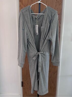 Dude Robe Gray Hooded Tie-Waist Robe men L/XL